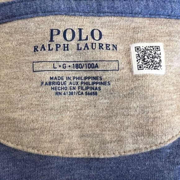 EEUC Mens Polo Ralph Lauren Quarter 1/4 Zip Slate Blue Knit Pullover Shirt LARGE - Picture 3 of 3